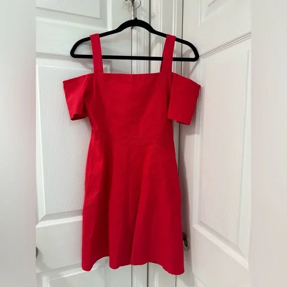 A.L.C. Calla Ramie Blend Cold Shoulder Dress in Red Women’s Size 8 - Picture 2 of 5